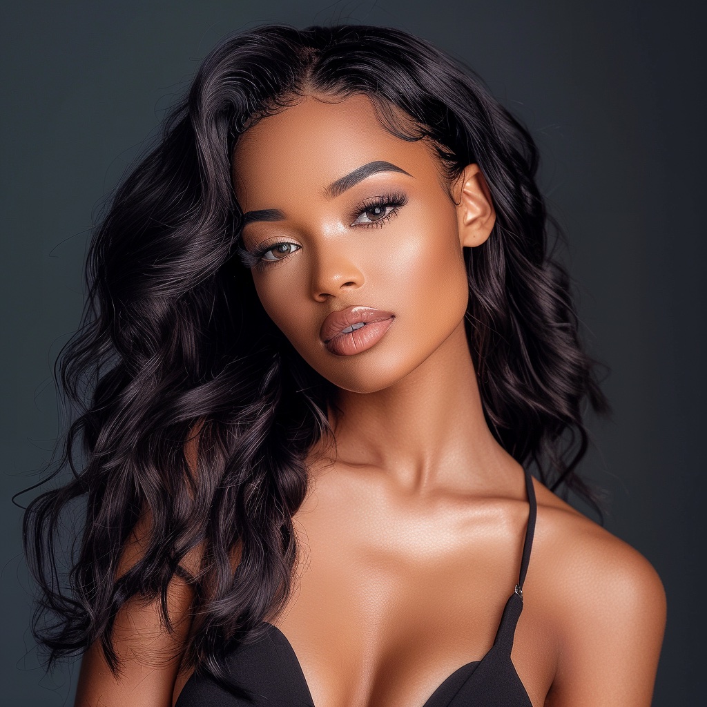 Woman smiling while wearing a seamless lace wig